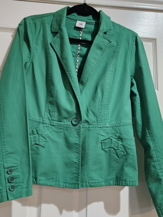 CAbi Jackets & Blazers - CAbi Emerald Green Single-Button Cotton Blazer
